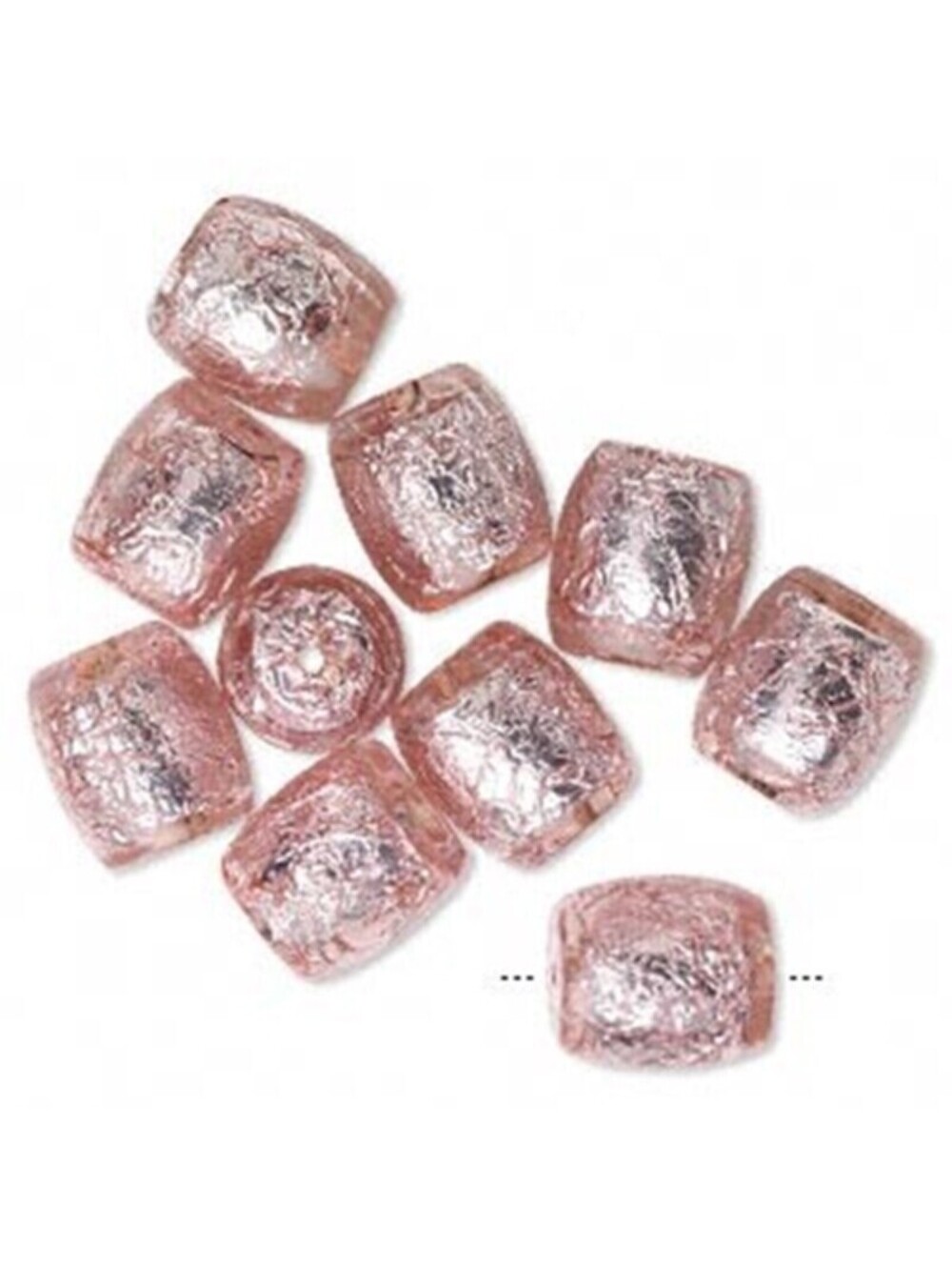 2 Pink Silver Foil 23x20mm Round Barrel Focal Beads